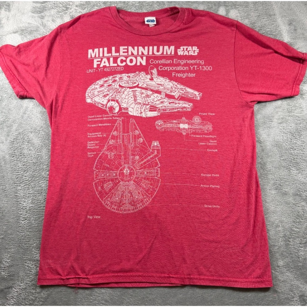 Star Wars Millennium Falcon Graphic T Shirt Mens Pink Red Corellian XL
